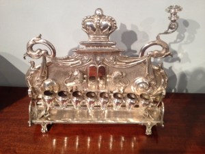 A mystery menorah, believed to have been made in Eastern Europe over a century ago, no one seems to know when it got here or how it got from there to here. (danielsteinantiques .com)